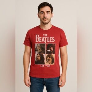 The Beatles “Let It Be” Red Graphic Band T-Shirt Size M